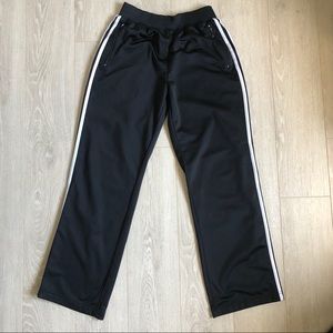 Adidas Pants Black 28" Waist Striped Zip Pockets